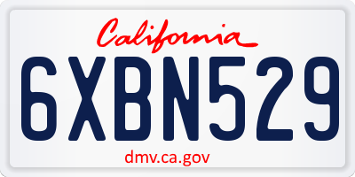 CA license plate 6XBN529