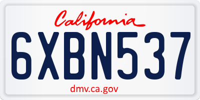 CA license plate 6XBN537