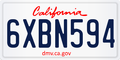CA license plate 6XBN594