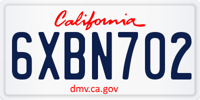 CA license plate 6XBN702