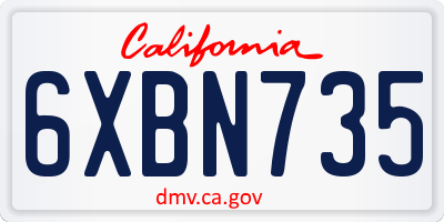 CA license plate 6XBN735