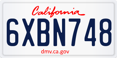 CA license plate 6XBN748