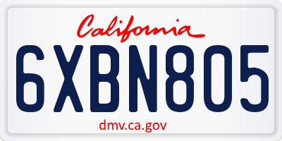 CA license plate 6XBN805