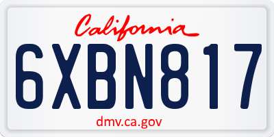 CA license plate 6XBN817