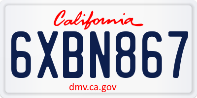 CA license plate 6XBN867