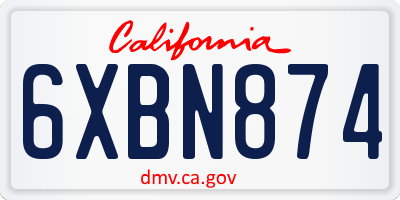 CA license plate 6XBN874