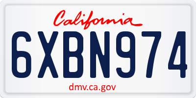 CA license plate 6XBN974