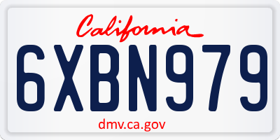 CA license plate 6XBN979