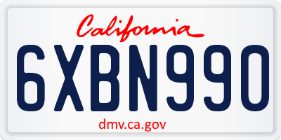 CA license plate 6XBN990