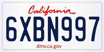 CA license plate 6XBN997