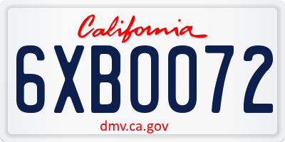CA license plate 6XBO072