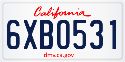 CA license plate 6XBO531