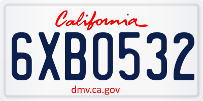CA license plate 6XBO532