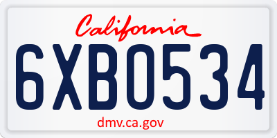 CA license plate 6XBO534