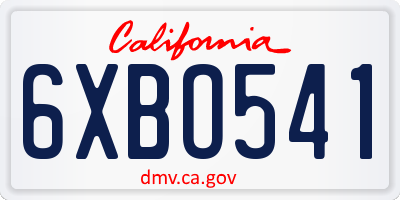 CA license plate 6XBO541