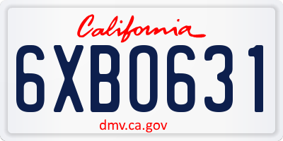 CA license plate 6XBO631