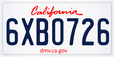 CA license plate 6XBO726