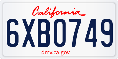 CA license plate 6XBO749