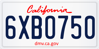 CA license plate 6XBO750
