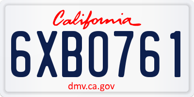 CA license plate 6XBO761