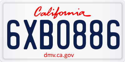 CA license plate 6XBO886