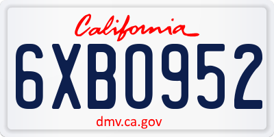 CA license plate 6XBO952