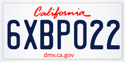 CA license plate 6XBP022