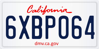 CA license plate 6XBP064