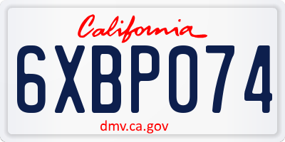 CA license plate 6XBP074