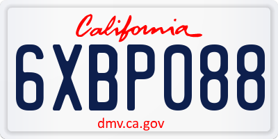CA license plate 6XBP088