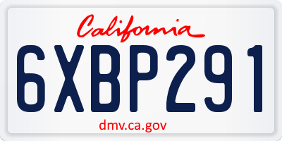 CA license plate 6XBP291