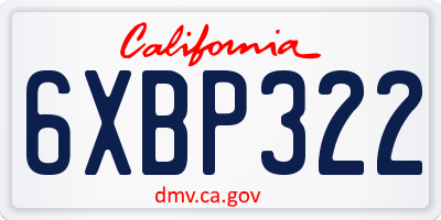 CA license plate 6XBP322