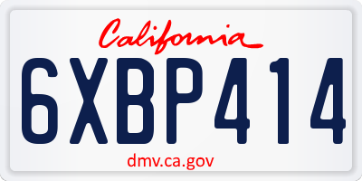 CA license plate 6XBP414