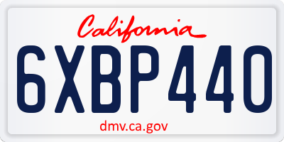 CA license plate 6XBP440