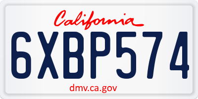 CA license plate 6XBP574