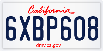 CA license plate 6XBP608