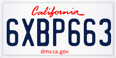 CA license plate 6XBP663