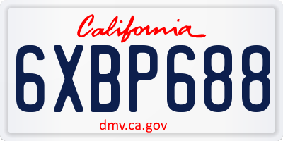 CA license plate 6XBP688