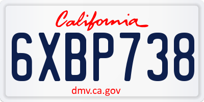 CA license plate 6XBP738