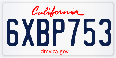 CA license plate 6XBP753
