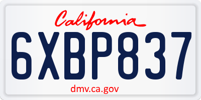 CA license plate 6XBP837