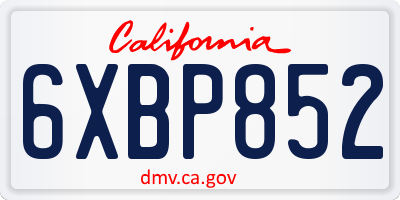 CA license plate 6XBP852