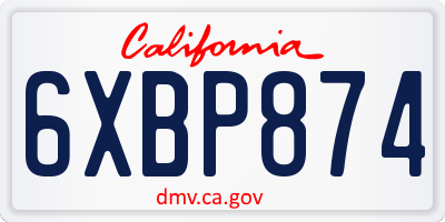 CA license plate 6XBP874