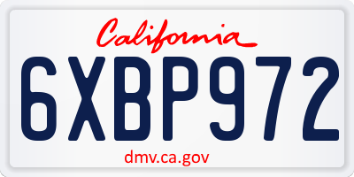 CA license plate 6XBP972