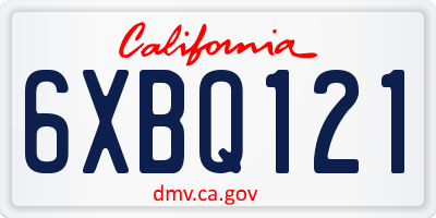 CA license plate 6XBQ121