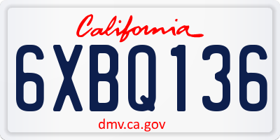 CA license plate 6XBQ136