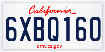 CA license plate 6XBQ160