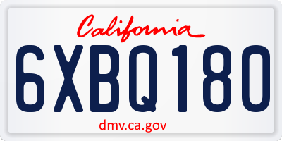 CA license plate 6XBQ180