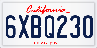 CA license plate 6XBQ230