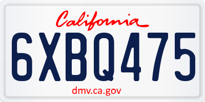 CA license plate 6XBQ475
